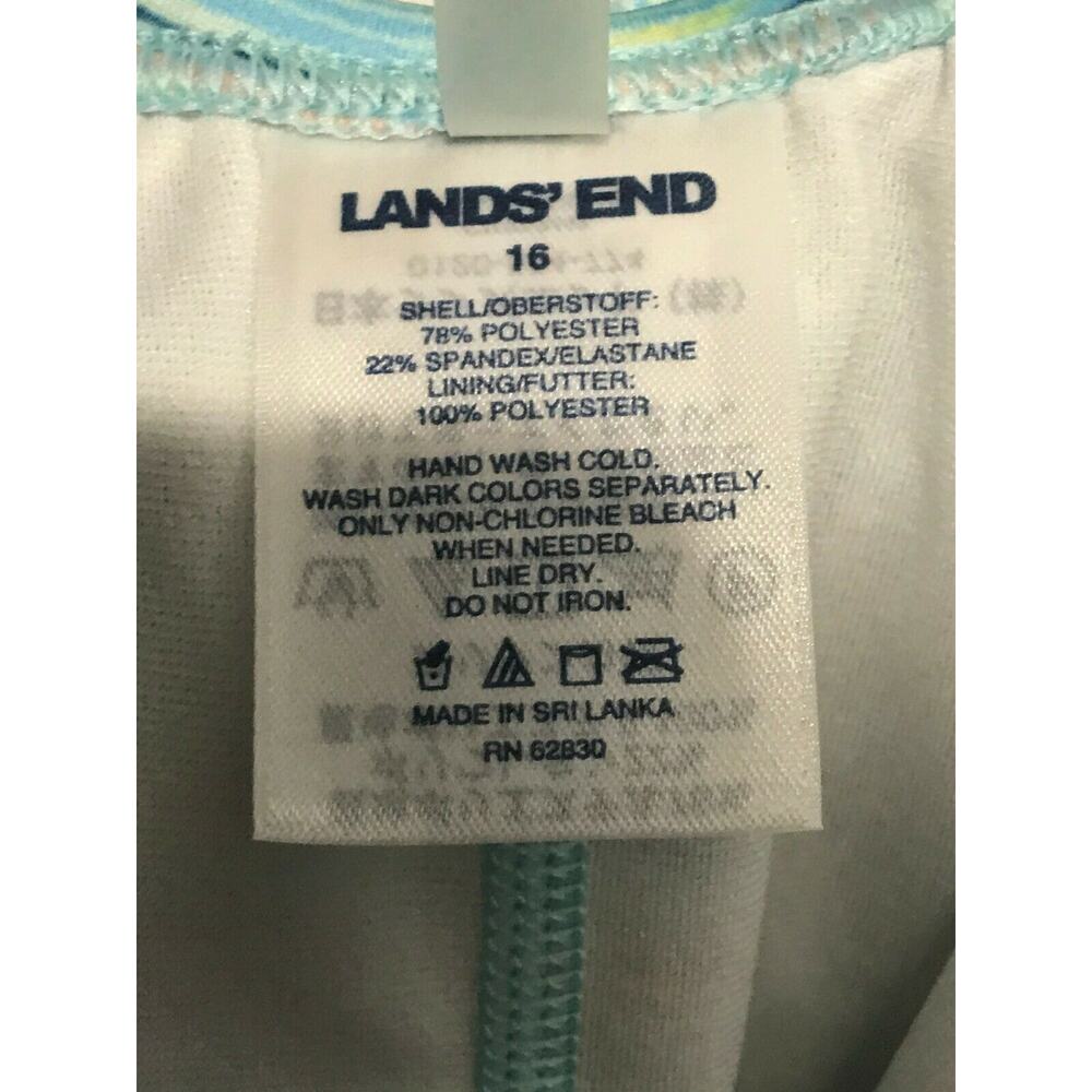 Lands' End Womens Size 16  Blue Yellow One Piece Swimsuit Scoop Padded - Picture 6 of 6